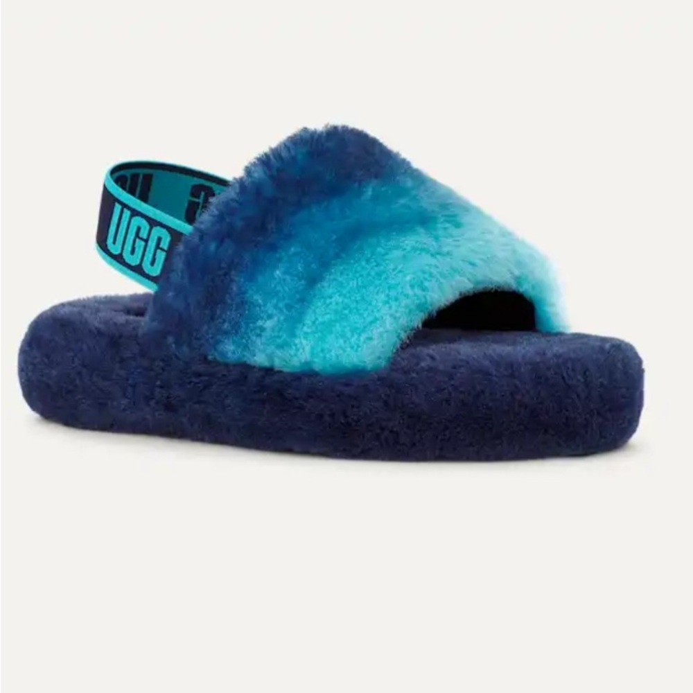 UGG Plush Two-Tone Blue Slides